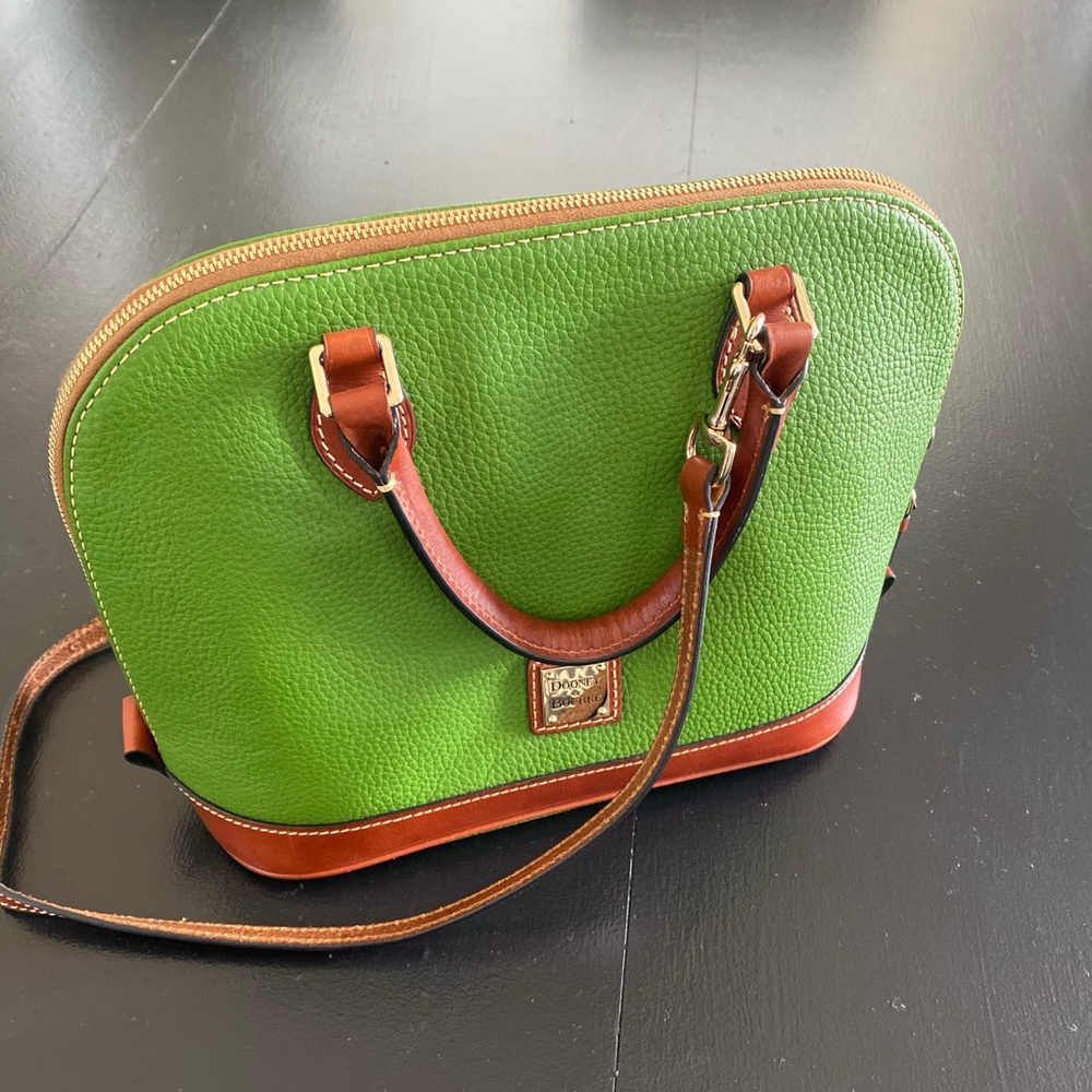 Green Dooney & Burke Pebble Grain Zip Satchel